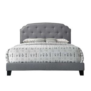 Letto Matrimoniale Grigio Imbottito Confortevole - Product Image 4