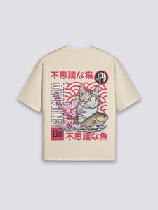 Camiseta Tradicional Japonesa con Diseño de Gato, Transpirable, de Algodón Puro Lavable en Agua, Estilo Vintage Retro, de Media Manga - Product Image 4
