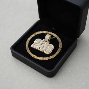 Trendy Hip Hop Style 925 <b>Silver</b> Gold Plated Custom Iced <b>Initial</b> Number Moissanite Charm Pendant Luxury Occasion Unisex <b>Necklace</b> - Product Image 5