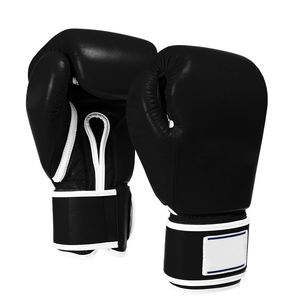 Guantes de Boxeo Profesionales de Cuero Negro con Cordones y Correa Ajustable para la Muñeca, Equipo de Entrenamiento para Adultos, 8oz 10oz 12oz 14oz 16oz - Product Image 1