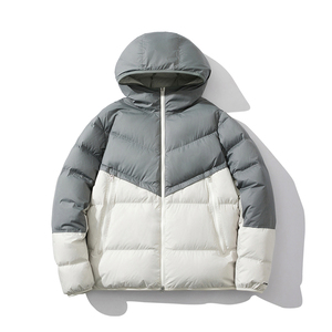 Hooded Puffer <b>Jacket</b> <b>Waterproof</b> Cotton Filled Windproof Winter Casual Coat Unisex Regular Fit Zipper Closure - Product Image 2
