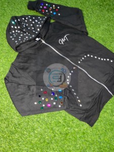 Sweat à capuche zippé personnalisé de luxe avec strass |   Sweat à capuche streetwear surdimensionné et épais avec embellissement en cristal |   Designer Y2K - Product Image 4