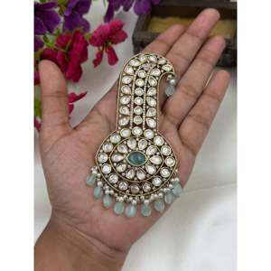 Indian Bridal Gold Plated Shubh Mala and Kalangi Combo Earring Set - Product Image 2