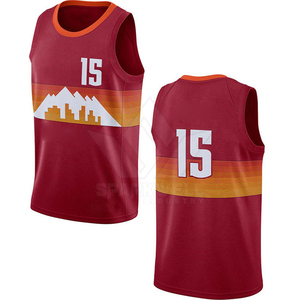 เสื้อบาสเก็ตบอลผู้ชายแบบกำหนดเองหมายเลข 15 พิมพ์ลายแบบซับลิเมชั่นสีแดงส้มผ้าตาข่ายแขนกุดระบายอากาศได้ชุดทีมขนาดผู้ใหญ่ - Product Image 3
