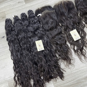 Cabello Humano Vietnamita con Cutículas Alineadas, Cabello Natural Ondulado, Cierre de Encaje, Cabello Vietnamita Virgen, Color Negro Natural, Pelucas Suizas - Product Image 5