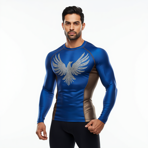 Men Royal Phoenix Rhinestone Compression Sublimated Anti-Bacterial Breathable Quick Dry Sleeveless Rash Guard Performance Shirt - Product Image 4