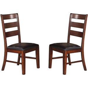 Set di 2 Sedie da Pranzo in Noce Anticato con Schienale a Scala e Cuscini, in Legno Massello, Stile Elegante Anticato - Product Image 2