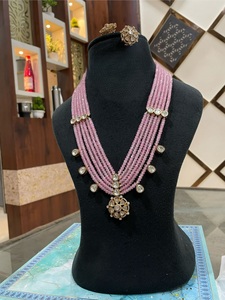Exquisito conjunto de collar Kundan Mala de moissanita chapado en oro de latón de primera calidad para mujer, colección para bodas. - Product Image 2