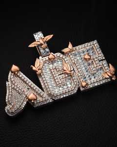Custom ACE Name <b>Pendant</b> Wholesale VVS1 Moissanite 925 <b>Silver</b> Iced Out Spade Flying Dove <b>Initial</b> Hip Hop Bling Jewelry Supplier - Product Image 3