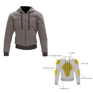 Sweat-shirt de moto pour homme OEM avec fermeture éclair argentée et doublure en aramide, coupe-vent, style de sécurité - Product Image 1