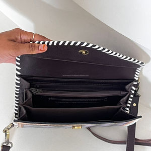 Wholesale Hand Tooled Cowhide Leather Crossbody Bag Diamond Pattern Shoulder Purse Handmade Clutch Adjustable Strap for Ladies - Product Image 6