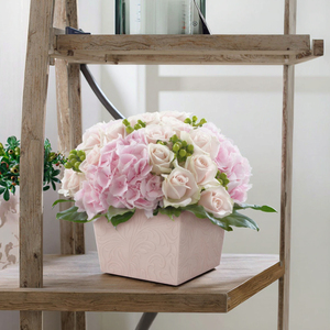 Arabesque Emboss DS010 DSSA Model <b>Classic</b> Design Square Plastic Flower Pot Lightweight Gift Home Decor Indoor/Outdoor Use Flower - Product Image 1