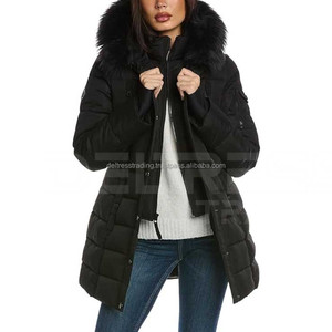 Grande doudoune d'hiver élégante fermeture éclair complète prix de gros doublure en laine/nylon respirant poches pratiques coton pour le froid - Product Image 1