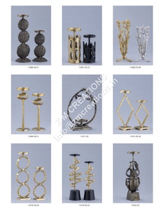 Ensemble de 2 porte-bougies de luxe en laiton, faits à la main, pour décoration de mariage, centre de table, accessoires - Product Image 4