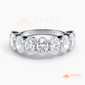 925 Sterling <b>Silver</b> Oval Cut Moissanite Diamond <b>Ring</b> Lab Grown Diamond <b>Eternity</b> Wedding Band USA - Product Image 5