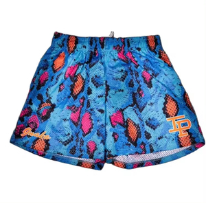 Shorts de sport décontractés pour hommes, imprimé rose par sublimation, en mesh, tie-dye, avec poches - Product Image 3