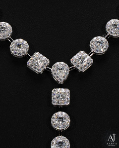 10k Gold Plated Vintage Moissanite <b>Necklace</b> Y Shape Round and Square Stone Inlaid <b>Long</b> Chain Jewelry for Wedding Party Gift - Product Image 4