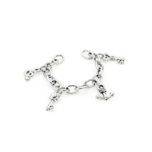 กำไลข้อมือเงินแท้ 925 พร้อมจี้รูปกุญแจและสมอแบบคละลาย - Product Image 1