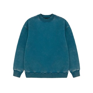 Best Quality Light Weight Vintage Acid Wash Embroidered Stonewashed Pullover Cotton <b>Sweatshirt</b> Unique O-Neck Crewneck Pocket - Product Image 4
