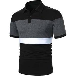 Chemise décontractée pour homme en jersey respirant 100% coton à manches courtes Noir/Gris/Blanc pour l'été - Product Image 1