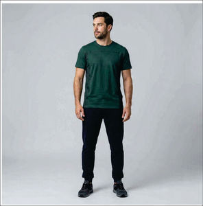 T-shirt pour homme personnalisé, sportif, à manches courtes, boutonné, col rond, anti-rides, séchage rapide, écologique, respirant - Product Image 2