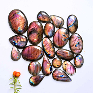 Premium Labradorite Cabochons Natural Loose Gemstone | Purple Fire <b>Flash</b> Flat Back Jewelry Making Stone | Wholesale Africa Bulk - Product Image 3