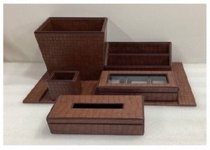 Ensemble de 6 boîtes à mouchoirs en similicuir pour entreprise, porte-serviettes carré, organisateur portable, boîte de rangement pour la maison et le bureau - Product Image 5