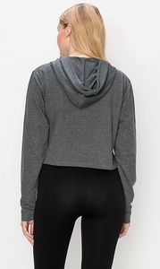 Sudadera lisa con logotipo personalizado para chicas adolescentes, conjunto de Sudadera corta con capucha de cintura alta, jersey con capucha de talla grande - Product Image 5