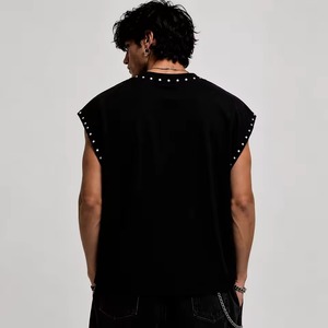 Custom Oversized <b>Black</b> Tank Top 100% Cotton Soft Fabric Sleeveless Fashion Fit Quick Dry Breathable Crew Neck T-Shirt <b>Men</b> - Product Image 6
