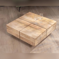 Table basse carrée Vandana Silver Design de style contemporain, en bois massif naturel