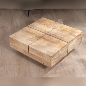 Table basse carrée Vandana Silver Design de style contemporain, en bois massif naturel - Product Image 5