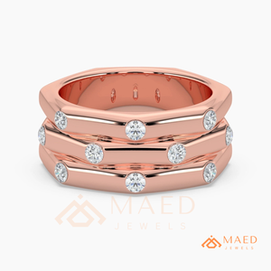 Rose Gold Plated Lab Grown Diamond Stackable Ring Set for Women Bezel Set Multi Band Wedding Ring Minimal Fine Jewelry USA - Product Image 5