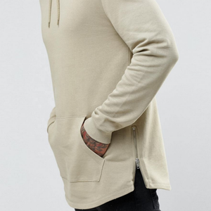 เสื้อฮู้ดผู้ชายแบบใหม่ สไตล์แฟชั่น ซิปด้านข้าง ขายส่ง แบบไม่มีลาย ปลายโค้ง - Product Image 2