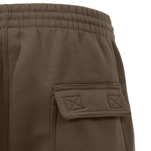 Men's <b>Brown</b> Cargo Shorts Mid Waist Drawstring Casual with Pockets Knitted Solid Style 100% Polyester Canvas - Product Image 6