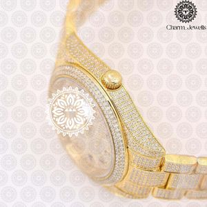 Charm Jewells Montre de luxe pour femme en acier inoxydable, boîtier rond, mouvement à quartz analogique, bracelet incrusté de diamants, 30 mm - Product Image 3