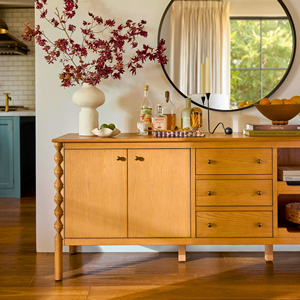 Solid Teak Wood <b>Sideboard</b> <b>Storage</b> Cabinet Modern Minimalist Buffet Cabinet Living Room Furniture with Doors and Drawers - Product Image 5