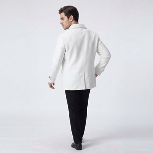 Plus Size <b>Men's</b> Winter Solid <b>Double</b> <b>Breasted</b> Thicken Warm Woolen Blend Notched Lapel Regular Sleeve Button Closure Pea Coats - Product Image 5