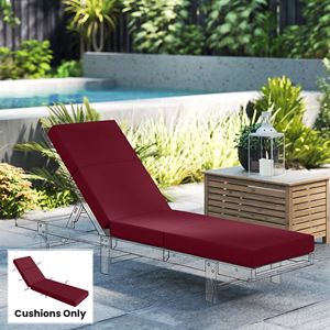 Cuscino per Chaise Longue da Esterno Rosso 53x183 cm, Spessore 10 cm con Lacci per Mobili da Giardino - Product Image 2