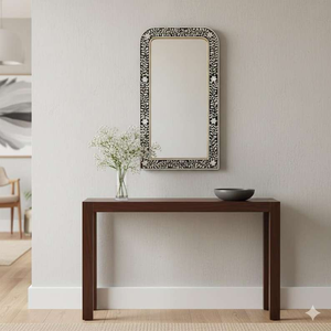 Miroir mural en bois avec incrustations de os et de résine, fait main, de haute qualité, pour une décoration intérieure unique, prix de gros - Product Image 6