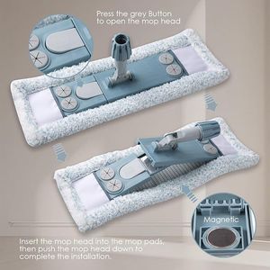 Mop Magnetico Piatto per Pulizia Pavimenti con Manico in Ferro Estensibile e 2 Panni Lavabili per Parquet, Piastrelle, Marmo e Laminato - Product Image 2