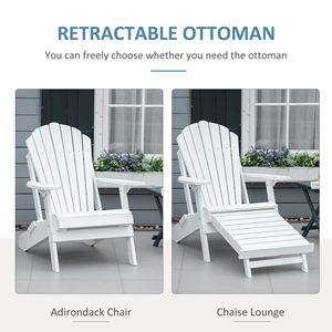 Sedia Adirondack Ergonomica con Poggiapiedi Estraibile, Sdraio in Legno Bianco per Patio e Bordo Piscina - Product Image 4
