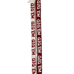 Blanc et rouge personnalisé or blanc perle de rocaille sac sangles 'Hook Em Horns' accessoire à la mode perlé sac à main sangle - Product Image 1