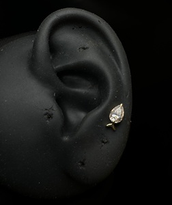 Contemporary 14K Gold Pear Moissanite Fish Earrings Dainty Solid Gold Stud <b>Jewelry</b> With Lab Grown Diamond <b>Inspired</b> Brilliance - Product Image 1