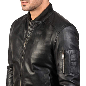 High Quality Coated Leather Jacket 100% Cow Skin Stand Collar Hooded Vintage Style for <b>Men</b> - Product Image 4