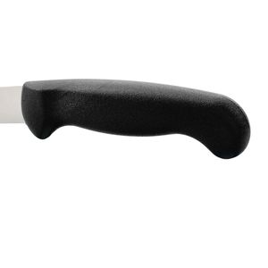 Couteaux de cuisine noirs à poignée ergonomique avec lame argentée lisse, manche profilé et extrémité arrondie pour la découpe des aliments - Product Image 5