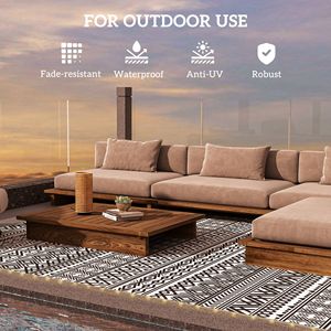 Tapis d'extérieur réversible 3,66 m x 2,74 m avec lumières USB et sac de transport, en tissu bouclé, idéal pour salle à manger ou camping - Product Image 6