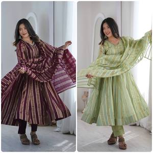 Robe en soie verte, longueur cheville, tenue décontractée traditionnelle pour femmes, coupe ample, sans plis, toutes saisons, style Inde Pakistan - Product Image 6