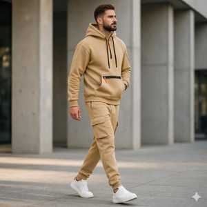 <b>Men's</b> Casual Hoodie Jogger Set Two Piece Tracksuit Pullover Sweatshirt Drawstring <b>Pants</b> Athletic <b>Lounge</b> Streetwear Breathable - Product Image 2
