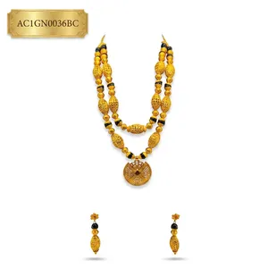 Juego de Collar y Aretes de Lujo GALAM, Chapado en Latón, Doble Capa, con Dijes de Flores Africanas y Cuentas Negras, Joyería para Mujer - Product Image 2