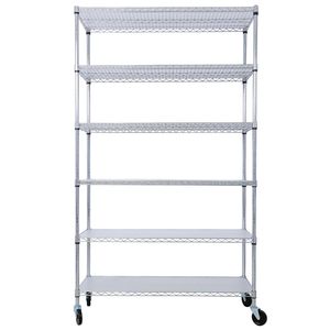 Scaffalatura Metallica a 6 Ripiani con Capacità di 2722 kg, Certificata NSF, Resistente, Regolabile, con Ruote e Rivestimenti per Ripiani - Product Image 1